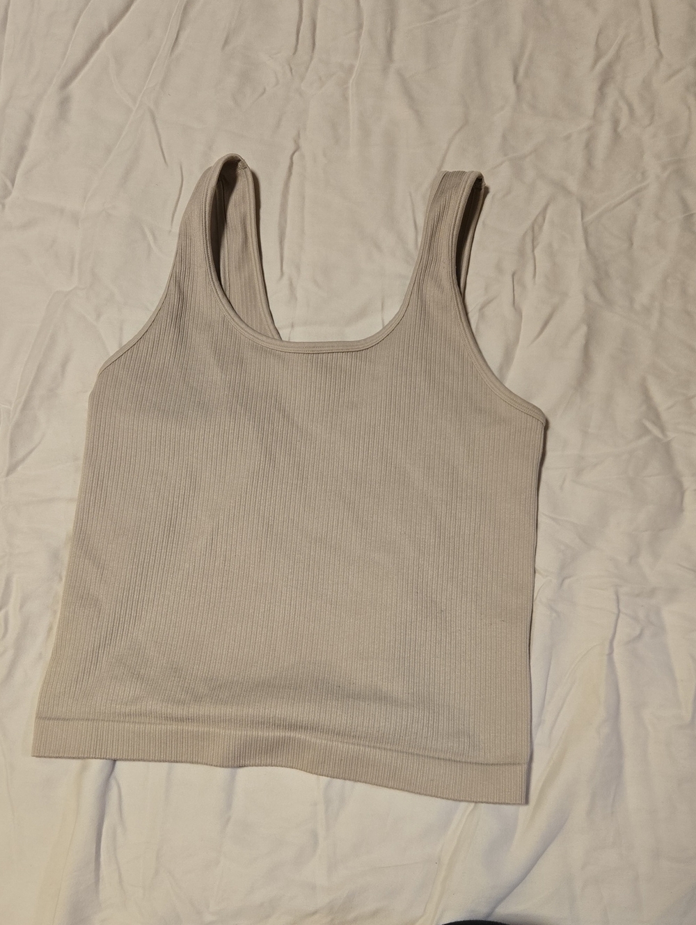 a new day Ribbed Scoop Tank Top - Beige